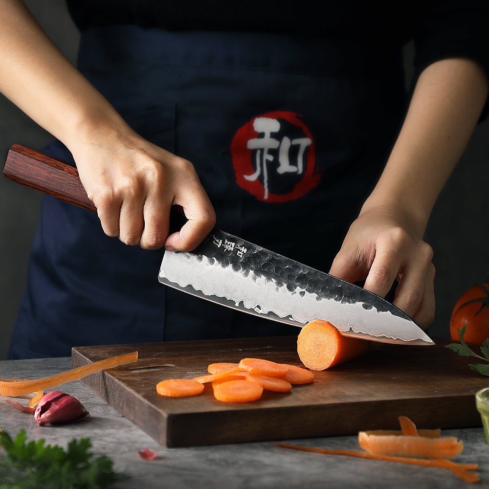 HEZHEN 2PCS Kitchen Knife Set,Premium 3 Layers Damascus Steel,Utility+Chef Knife,for Meat Vegetables and Daily Prep