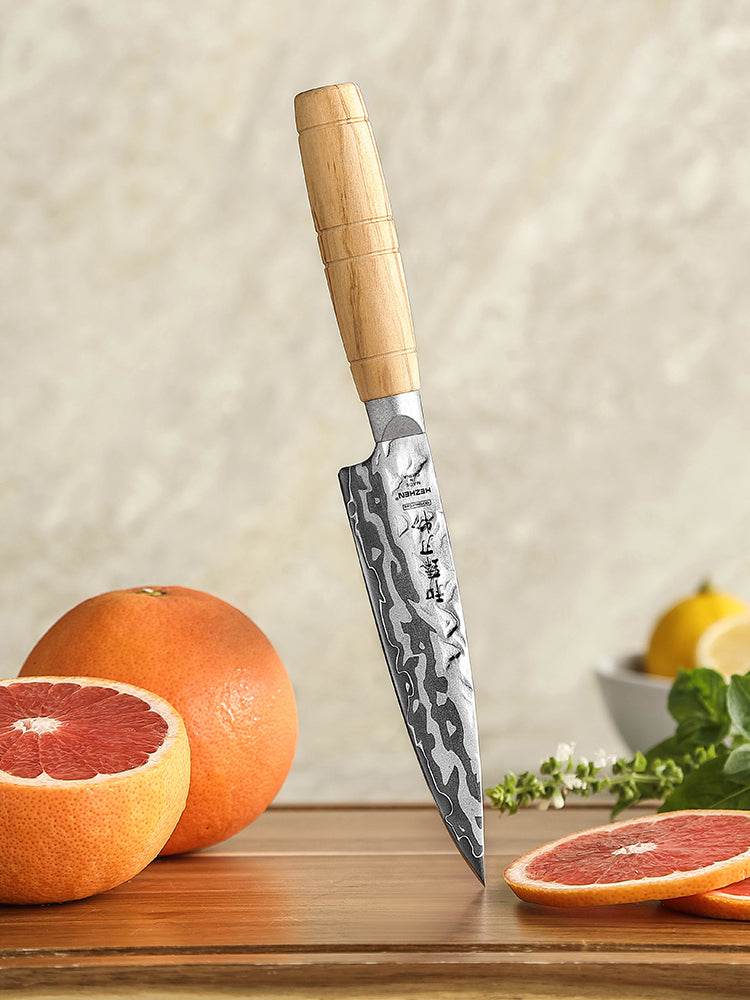 HEZHEN Multi‑Purpose 5.1 Inches Utility Knife 9‑Layer Damascus  – Compact & Sharp, Gifts & Personal Use