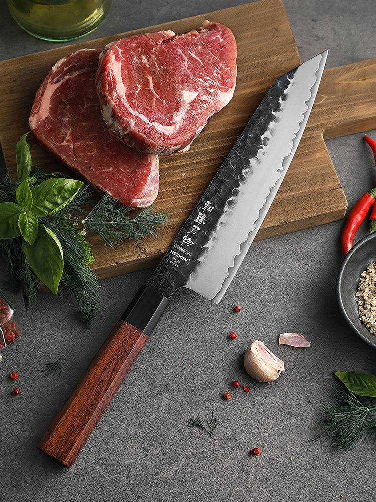 HEZHEN 8.5 Inch Japanese Bunka Knife 3-Layer Composite Steel,Core Hardness 60±2HRC,Practical Kitchen Utensils