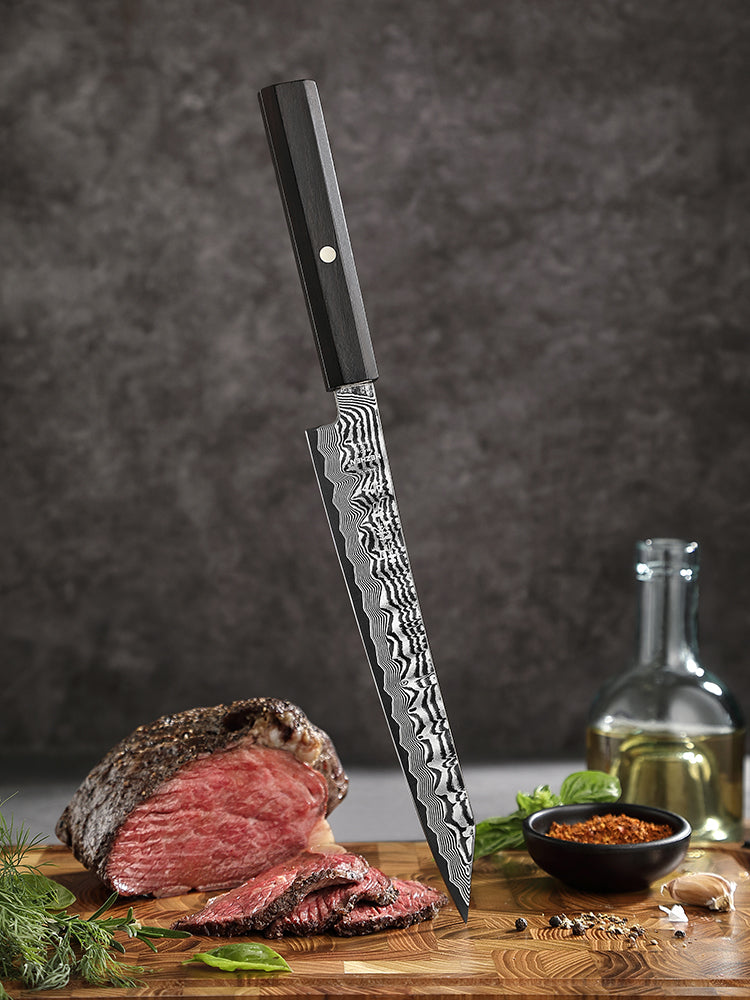 HEZHEN 8.7 Inch Damascus Carving Knife, 67-Layer Forged Damascus Steel, Professional Kitchen Knife,Home Cooking & High-End Gift