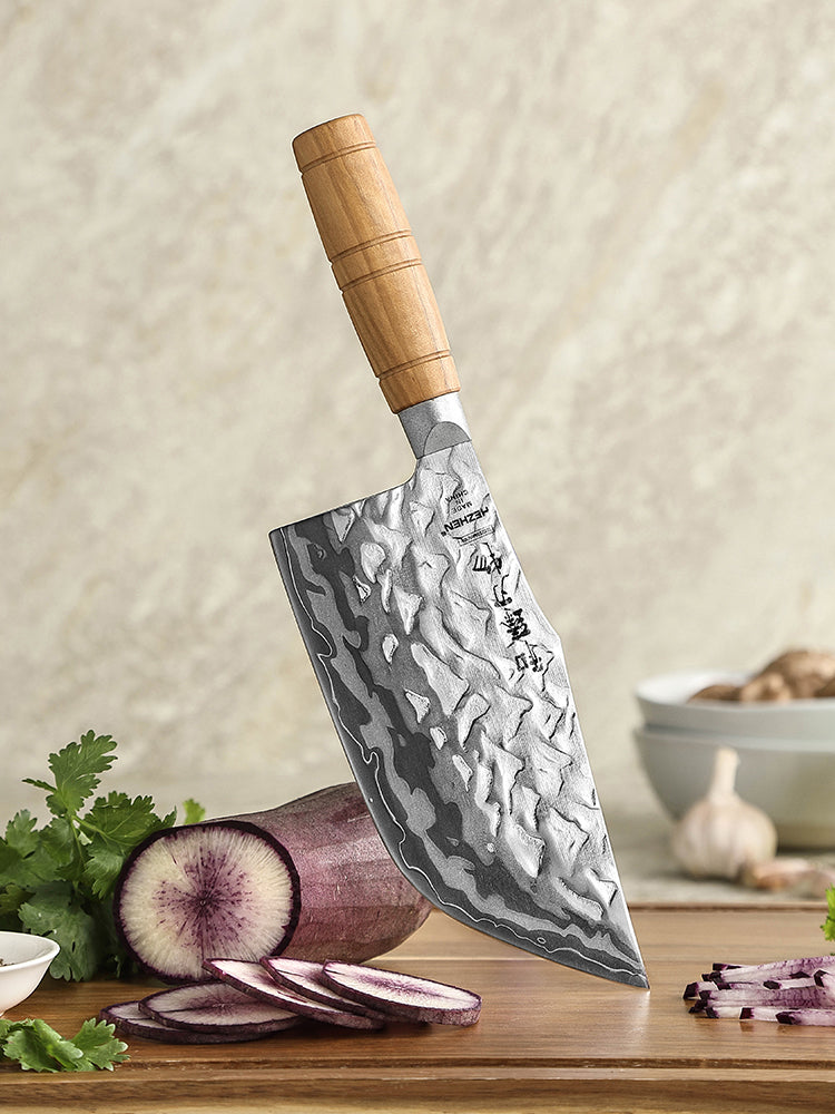 HEZHEN 9-Layer Forged Damascus 7.1”W Cleaver Knife, 12Cr18MoV Ergonomic Handle for Vegetable & Daily Chopping, Gift Box