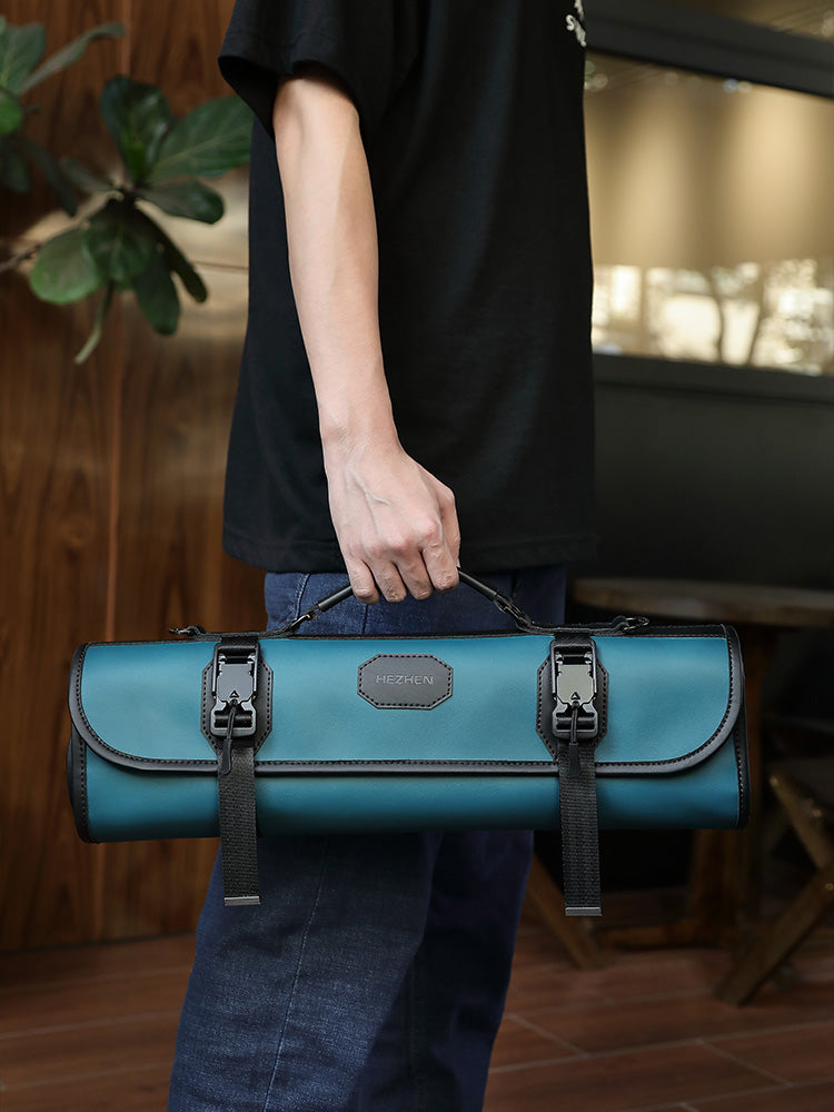 HEZHEN Custom Chef Knife Roll Bag,  Microfiber Leather & High-Molecular Cut-Resistant Fabric,Portable Durable Cooking Tools Storage Bag