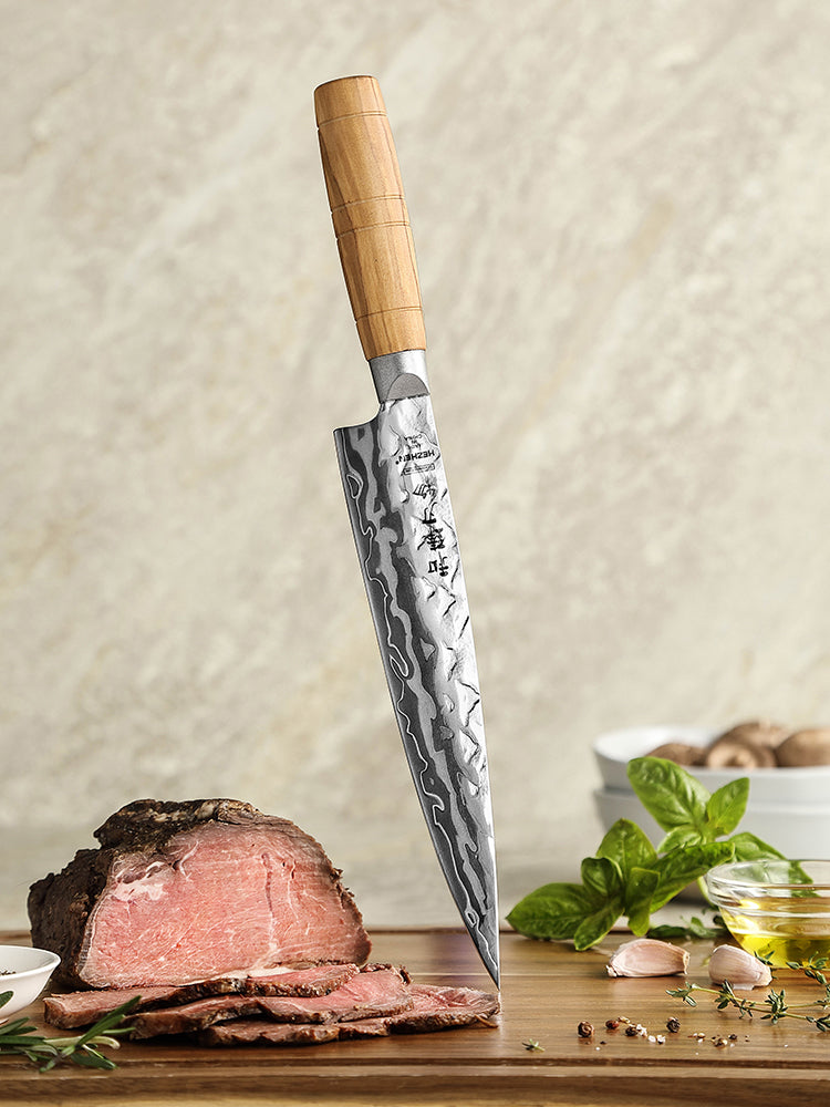 HEZHEN 8.5“Carving Knife 9 Layers Damascus Steel Blade Hardness 60±2HRC for Vegetables & Meats, Luxury Gift Box