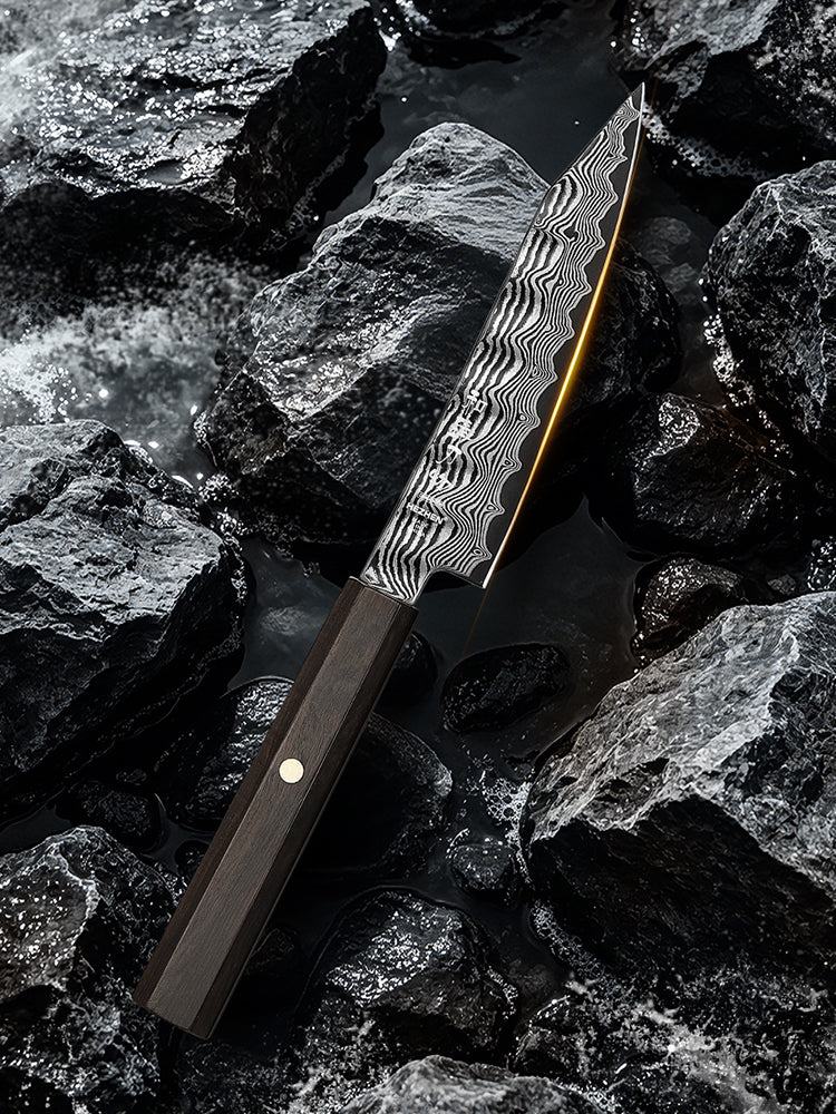 HEZHEN 5.2 Inch Kitchen Utility Knife, 67‑Layer Damascus Steel with 10Cr15CoMoV Steel Core, 60±2 HRC Hardness,