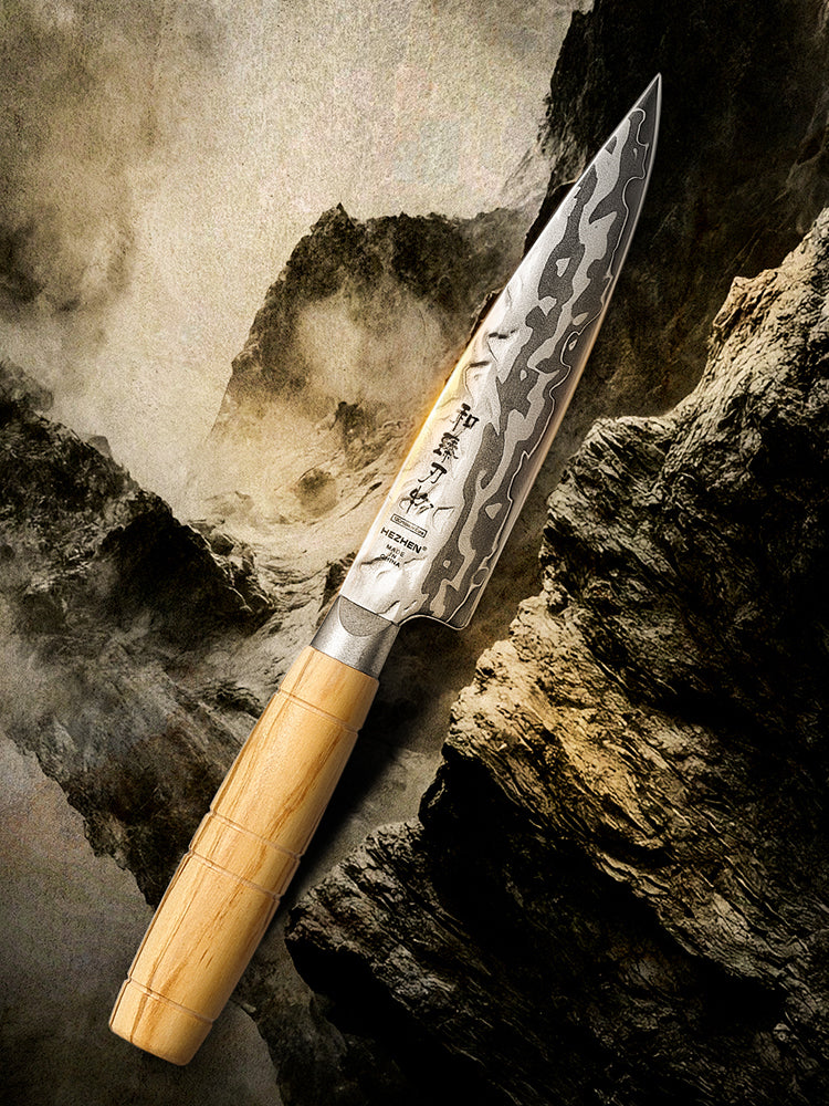 HEZHEN Multi‑Purpose 5.1 Inches Utility Knife 9‑Layer Damascus  – Compact & Sharp, Gifts & Personal Use
