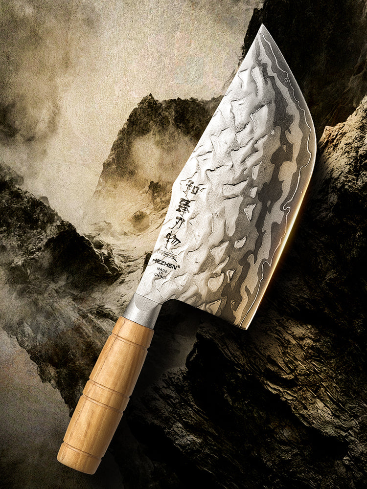 HEZHEN 9-Layer Forged Damascus 7.1”W Cleaver Knife, 12Cr18MoV Ergonomic Handle for Vegetable & Daily Chopping, Gift Box