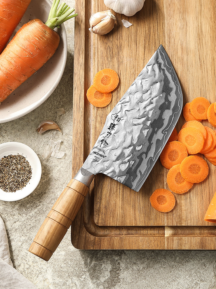 HEZHEN 9-Layer Forged Damascus 7.1”W Cleaver Knife, 12Cr18MoV Ergonomic Handle for Vegetable & Daily Chopping, Gift Box