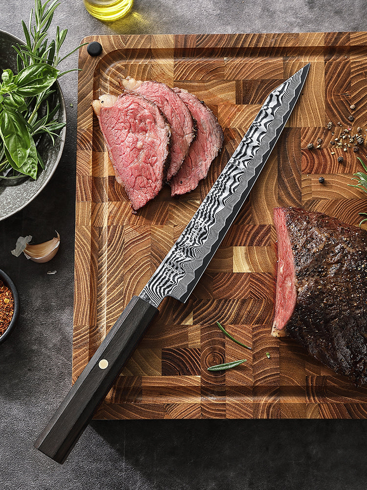 HEZHEN 8.7 Inch Damascus Carving Knife, 67-Layer Forged Damascus Steel, Professional Kitchen Knife,Home Cooking & High-End Gift