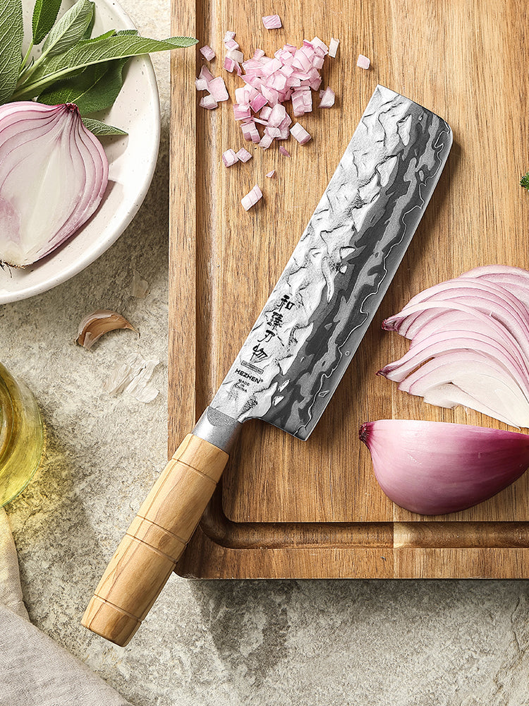 HEZHEN 9 Layer Forged Damascus 7.1“ Nakiri Knife, High Hardness 60±2HRC,For Daily Cooking