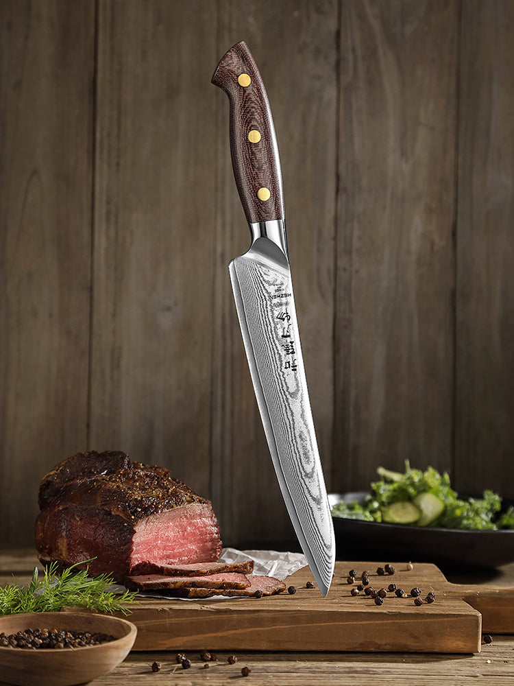 HEZHEN 8.3-Inch Professional Carving Knife – 67-Layer Damascus Steel with 10Cr15CoMoV Core at 60±2HRC, Ergonomic Handle Design