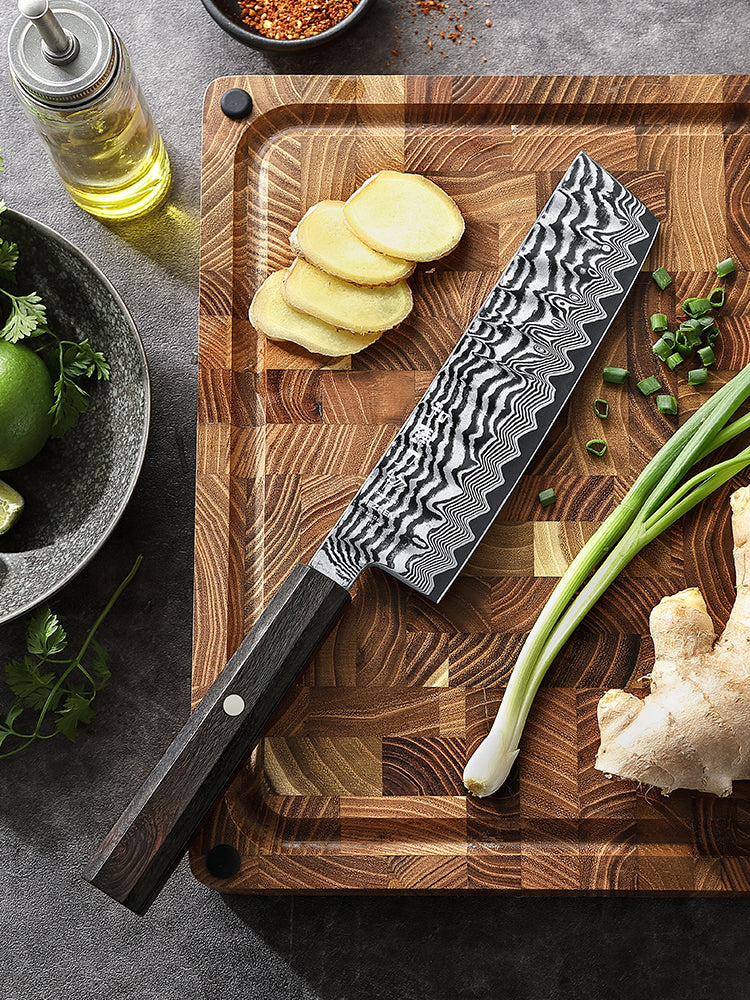 HEZHEN 7.1" Nakiri Knife – 67-Layer Damascus Steel with 10Cr15CoMoV Steel Core,  Daily Cooking Prep & Premium Gift