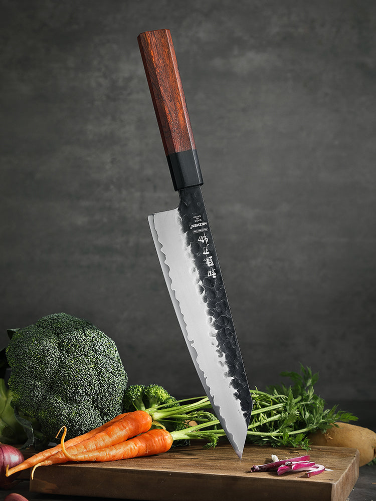 HEZHEN 8.5 Inch Japanese Bunka Knife 3-Layer Composite Steel,Core Hardness 60±2HRC,Practical Kitchen Utensils