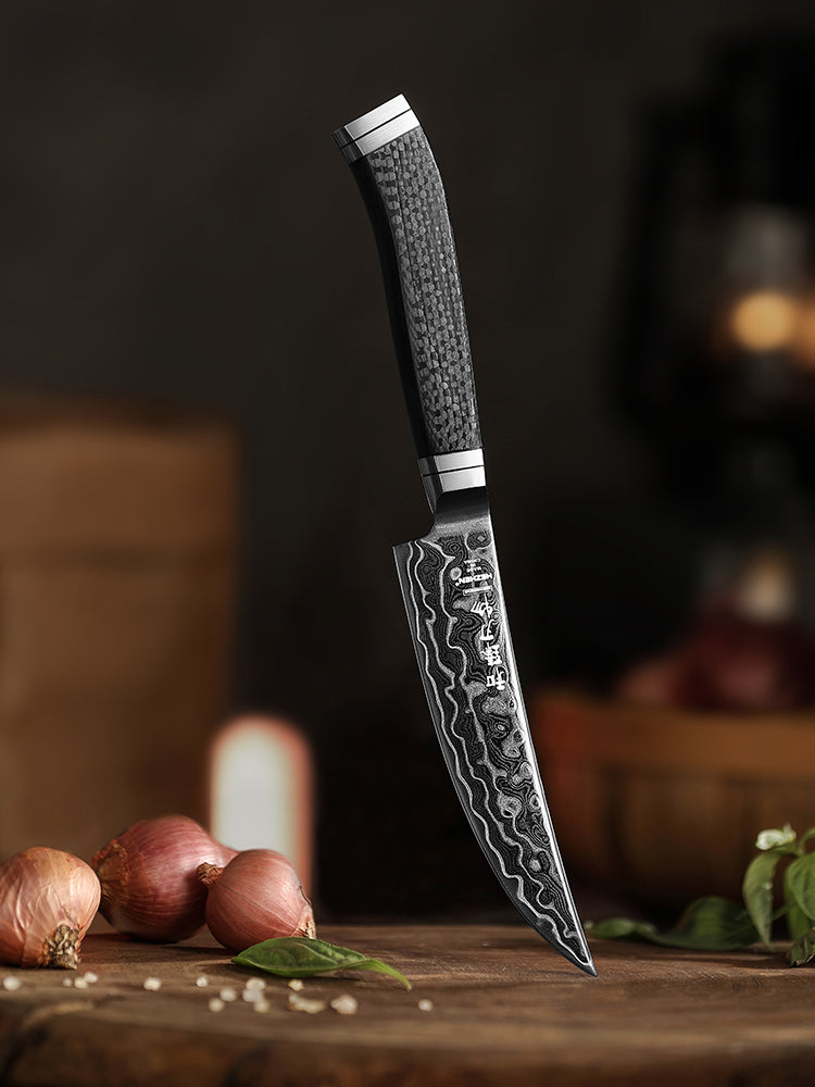 HEZHEN ZhiZhen Series 145-layer Pattern Steel 5.3"Steak Knife,Core Hardness 60±2HRC,Hand-forged Kitchen Knife