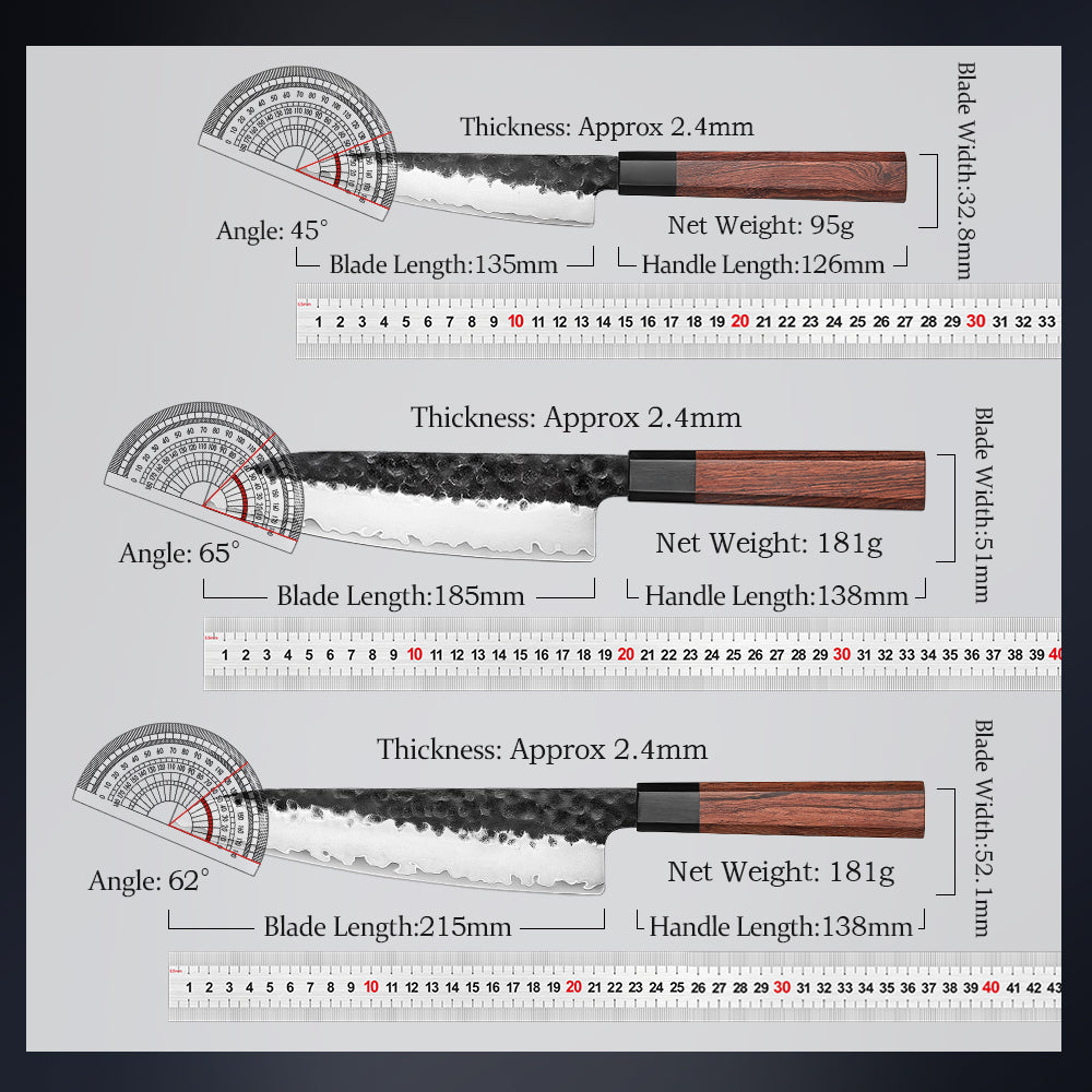 HEZHEN 3PCS Composite Steel Knife Set,10Cr15CoMoV Steel Core,Utility Santoku Chef Knife,Multi-purpose Kitchen Knife