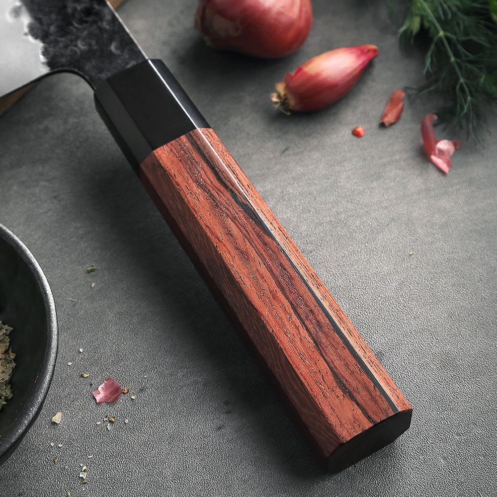 HEZHEN 8.5-Inch Sakimaru Knife Japanese-Style Slicing Knife with 3-Layer Composite Steel,15° Cutting Edge,ORed Wood Handle