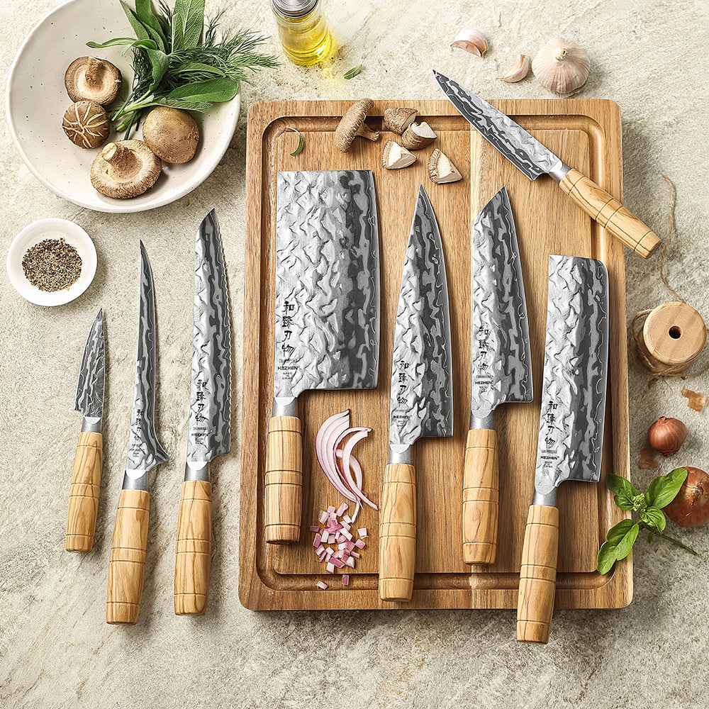 HEZHEN 8 PCS Damascus Knife Collection,Custom 9 Layers Damascus Steel,The Ultimate Gourmet Gift Set