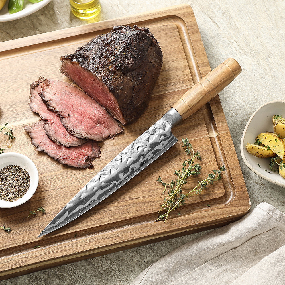 HEZHEN 8.5“Carving Knife 9 Layers Damascus Steel Blade Hardness 60±2HRC for Vegetables & Meats, Luxury Gift Box