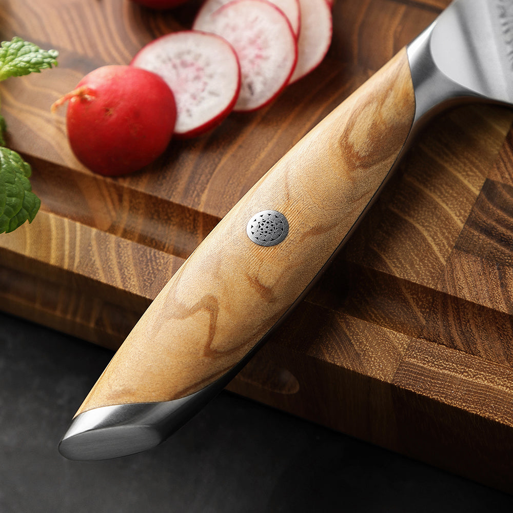 HEZHEN Premium 73-Layer Damascus Steel Steak Knife,ith Ergonomic Olive Wood Handle – Razor-Sharp 15° Edge