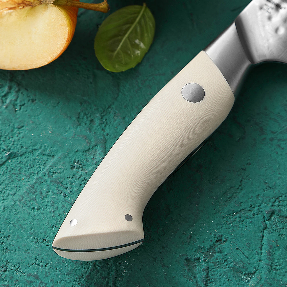 HEZHEN 10 Inches Carving Knife 67 Layers Forged Ivory White G10 Handle Perfect for Home Chefs & Gifting