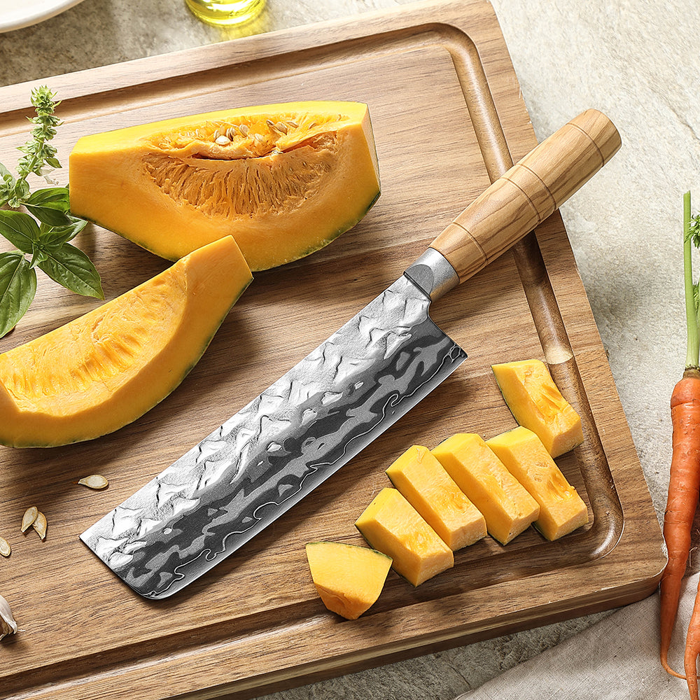 HEZHEN 9 Layer Forged Damascus 7.1“ Nakiri Knife, High Hardness 60±2HRC,For Daily Cooking