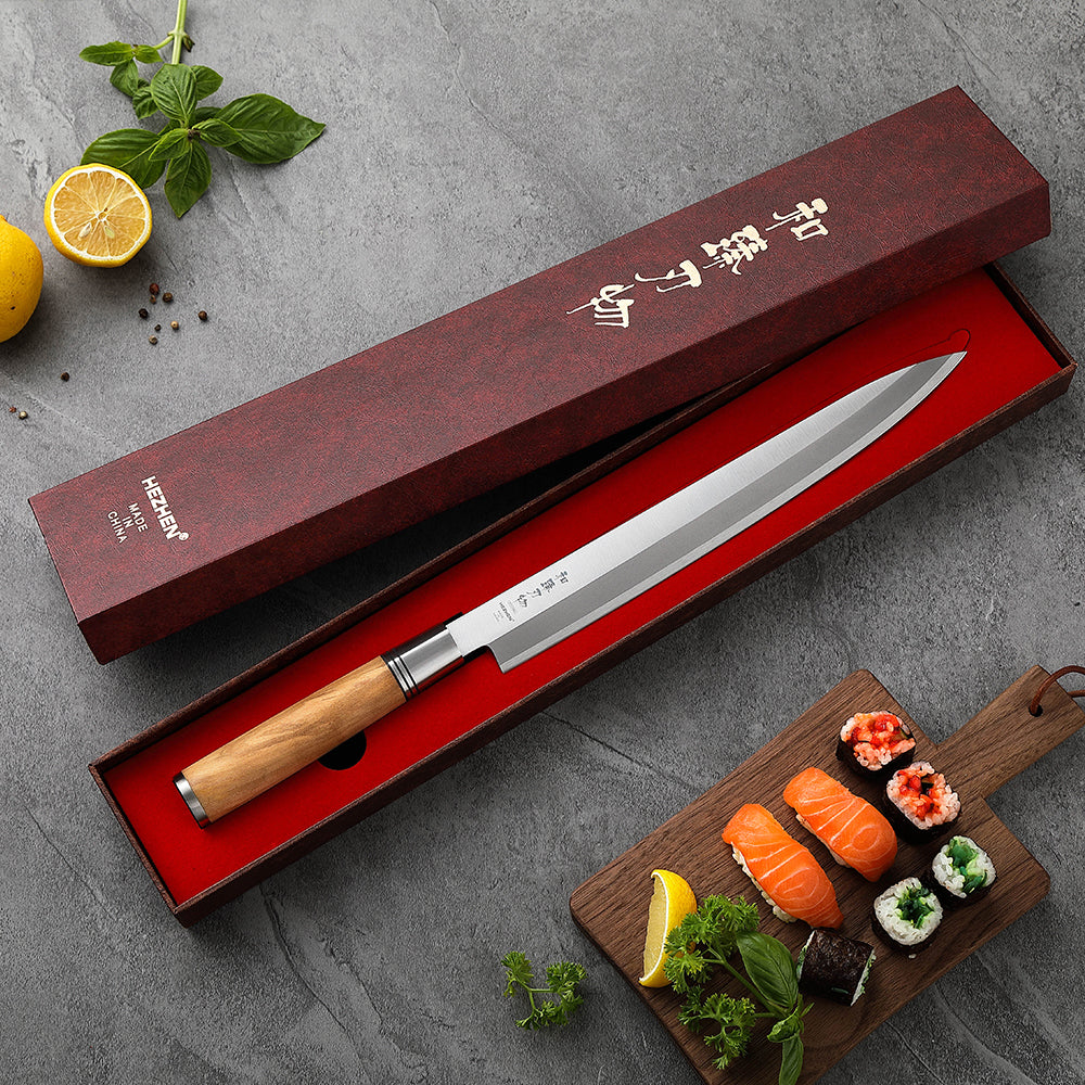 HEZHEN Premium 27cm Sashimi Knife X7Cr17MoV Forged Steel With Olive Wood Handle