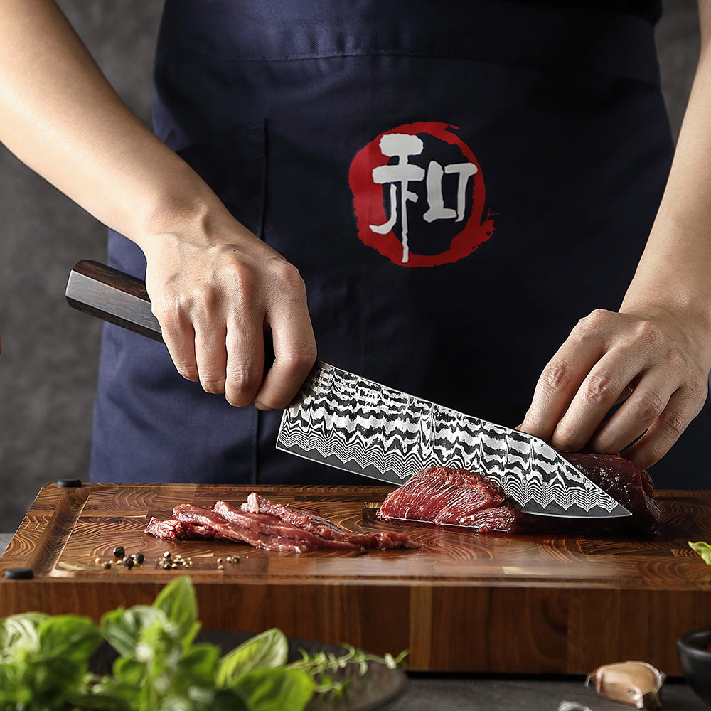 HEZHEN 2PCS Kitchen Knife Set, 67 Layers Damascus Steel With 10Cr15CoMoV Steel Core, Utility+Chef Knife,Household Cooking & Premium Gift Set