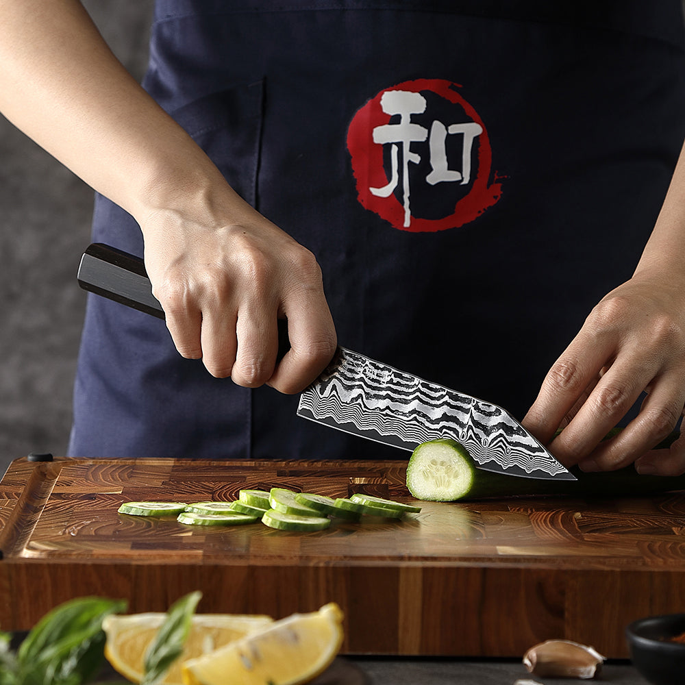 HEZHEN 5.9" Bunka Knife – 67-Layer Damascus Steel Blade,  15° Edge Angle, Versatile Chef Knife for Meat, Vegetables & Fruits