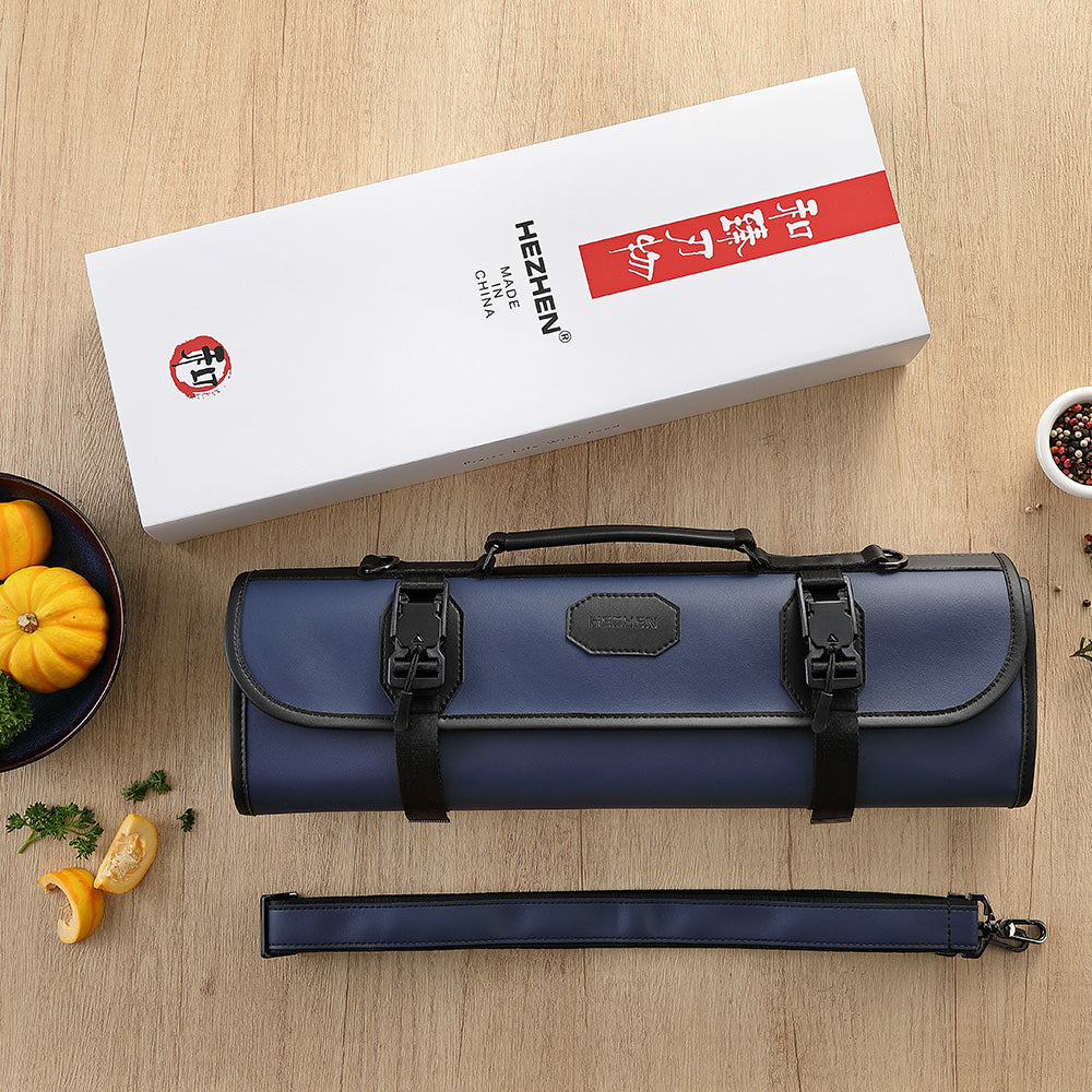 HEZHEN Custom Chef Knife Roll Bag,  Microfiber Leather & High-Molecular Cut-Resistant Fabric,Portable Durable Cooking Tools Storage Bag
