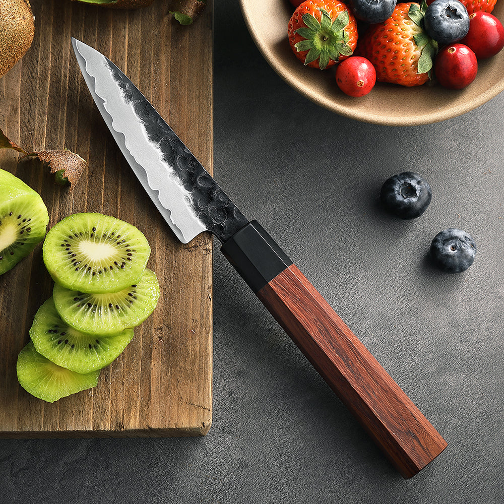 HEZHEN 4 Inches Paring Knife Stainless Steel Kitchen Cooking Knives Rosewood Handle With Gift Box Three-layer Composite Steel