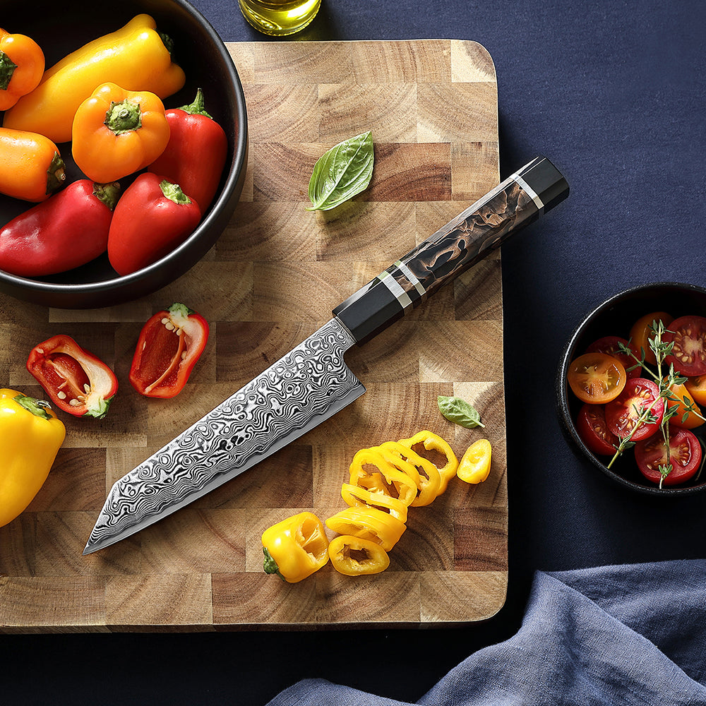 HEZHEN 5.9 Inch Bunka Knife, 49-layer ZDP-189 Damascus Steel, Ultra Sharp Blade, Ergonomic Octagonal Handle