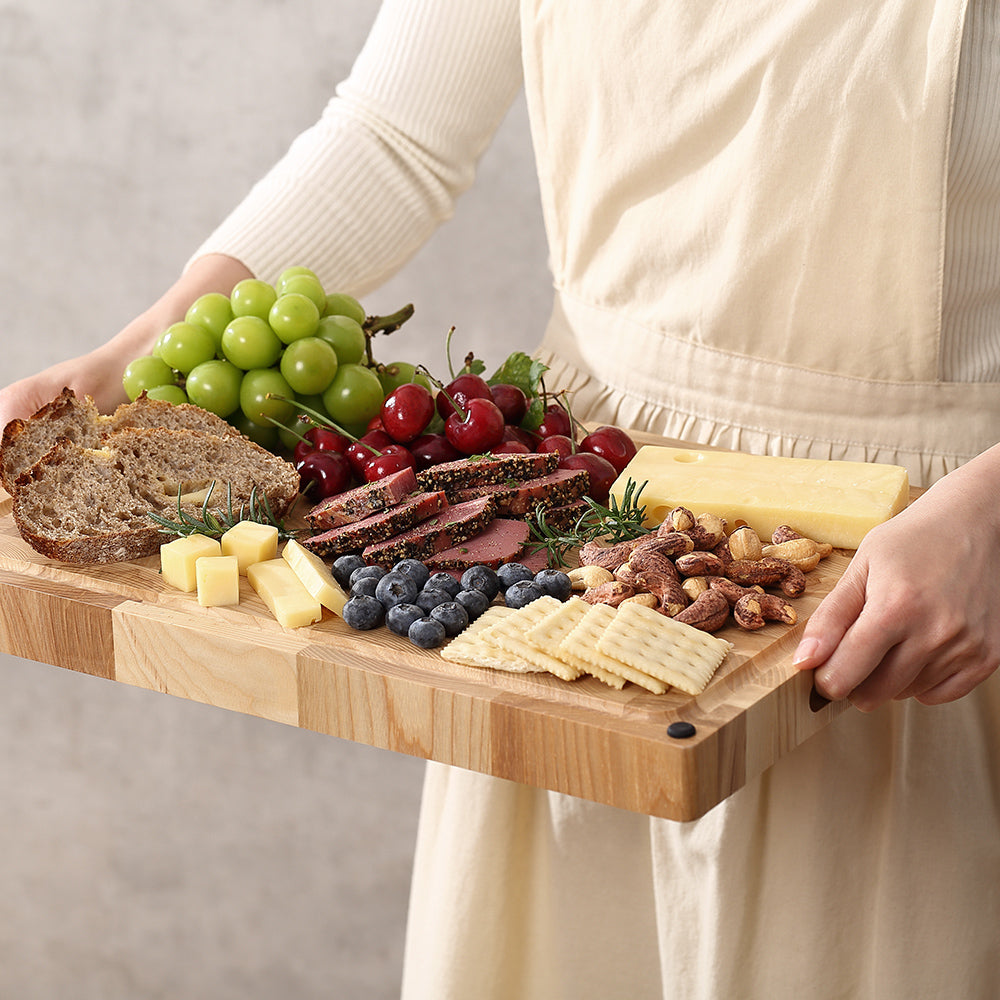 HEZHEN Ash Wood Cutting Board Handcrafted with Care Seamless Stitching Cut Vegetable&Fruit&Meat