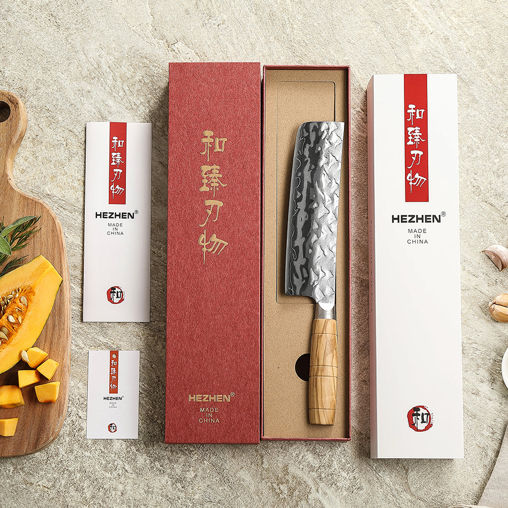 HEZHEN 9 Layer Forged Damascus 7.1“ Nakiri Knife, High Hardness 60±2HRC,For Daily Cooking