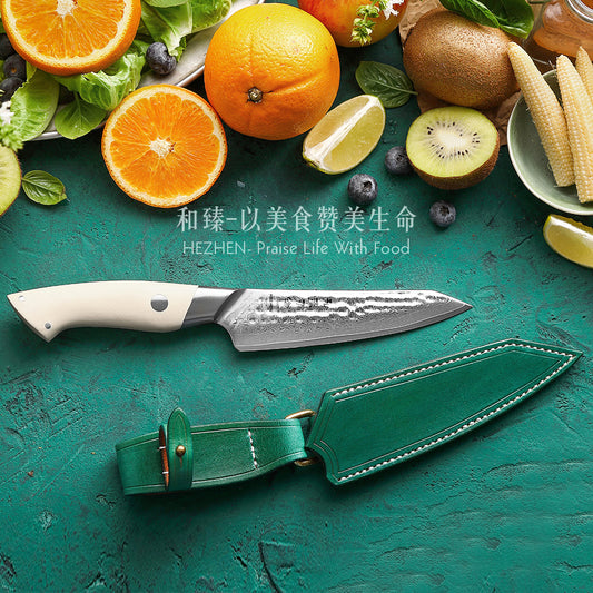 HEZHEN 5 inches 67 Layers Damascus Steel Utility Knife Elegant Hammer Series