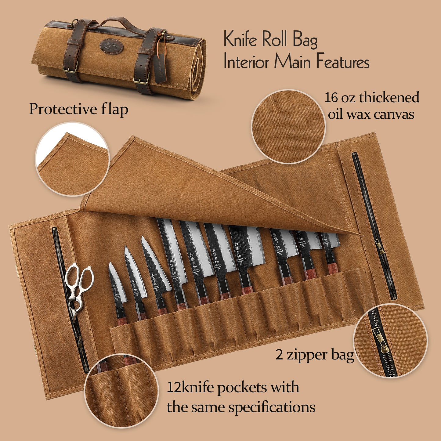 HEZHEN Knife Roll Bag