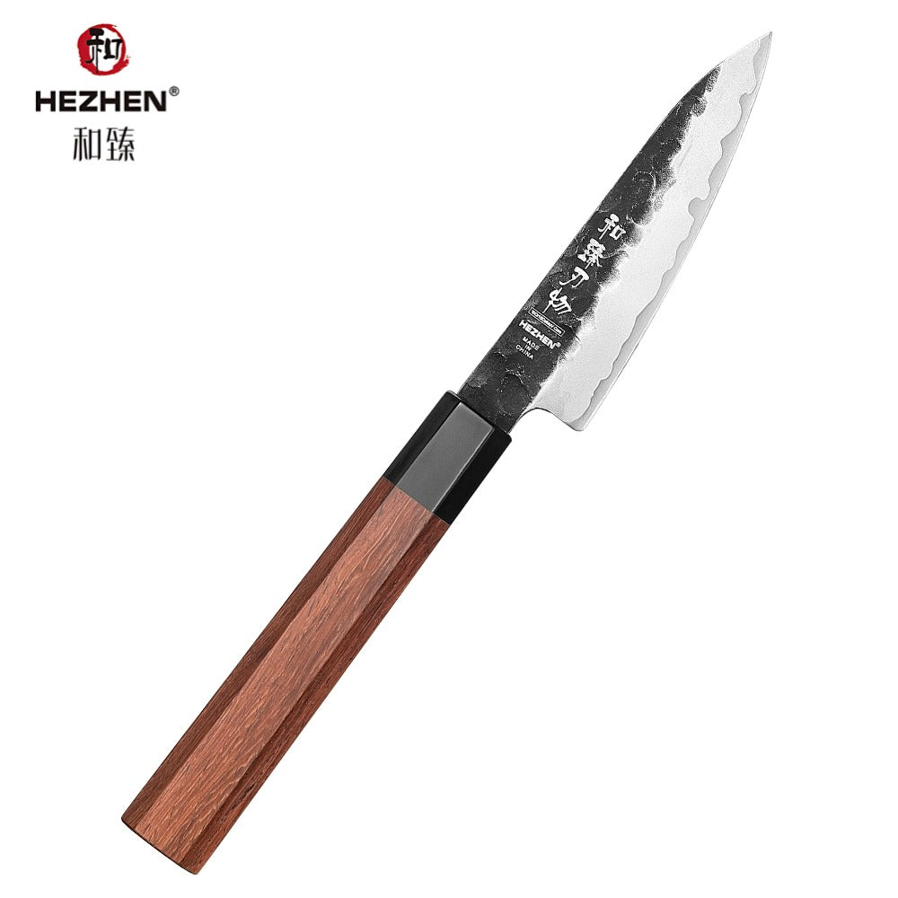 HEZHEN 4 Inches Paring Knife Stainless Steel Kitchen Cooking Knives Rosewood Handle With Gift Box Three-layer Composite Steel