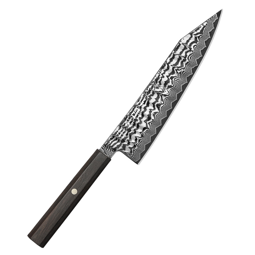 HEZHEN 8.3 Inch Forged Bunka Knife, Premium 67-Layer Damascus Steel Multipurpose Kitchen Knife, 10Cr15CoMoV Steel Core 60±2HRC Hardness