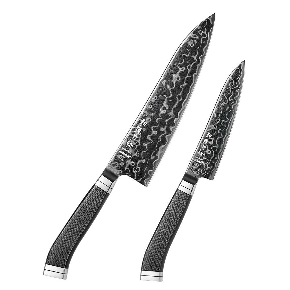 HEZHEN ZhiZhen Series Damascus Steel 2PCS Kitchen Knife Set,Chef Knife+Utility Knife,Multi-purpose Knife Set