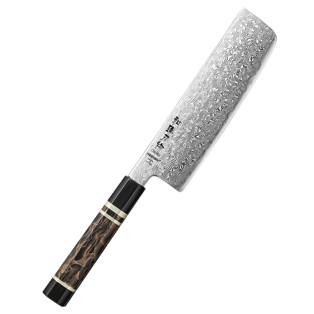 HEZHEN 7 Inches Nakiri Knife,49 Layers Damascus Steel with Japanese ZDP-189 Steel, 65-67HRC,Japanese Octagonal Handle