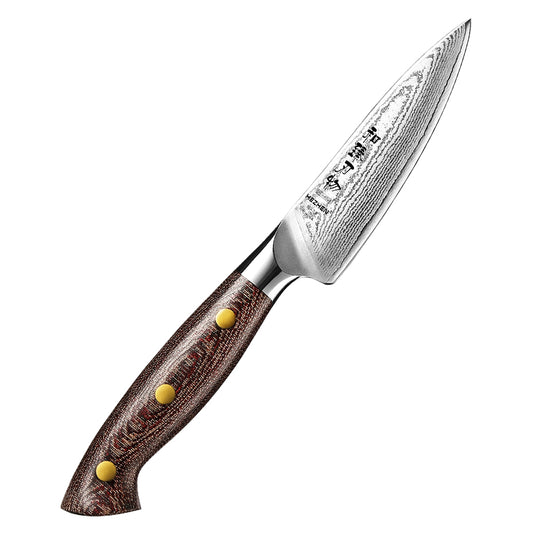 HEZHEN 4.3 Inches Damascus Paring Knife, Multifunctional Petty Knife, , Micarta Handle