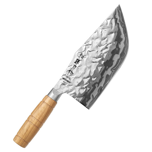 HEZHEN 9-Layer Forged Damascus 7.1”W Cleaver Knife, 12Cr18MoV Ergonomic Handle for Vegetable & Daily Chopping, Gift Box