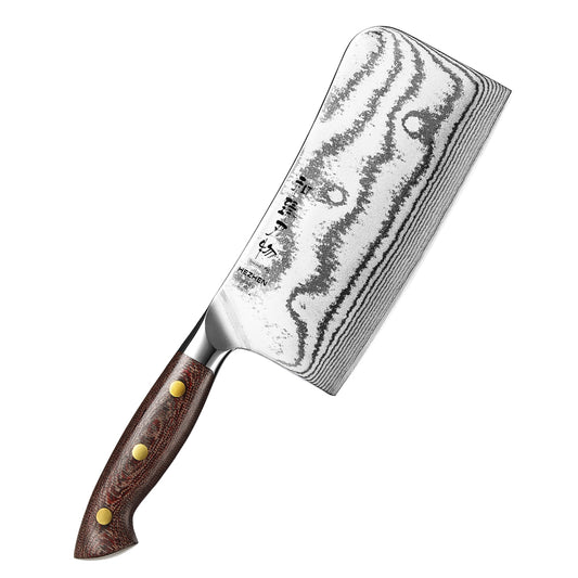 HEZHEN 6.9 Inches 67-Layer Damascus Bone Chopper – 7Cr17MoV Steel, Ergonomic Micarta Handle