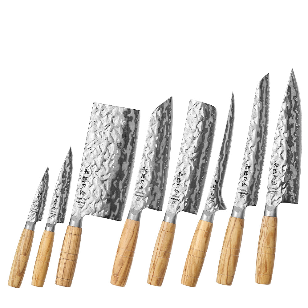 HEZHEN 8 PCS Damascus Knife Collection,Custom 9 Layers Damascus Steel,The Ultimate Gourmet Gift Set