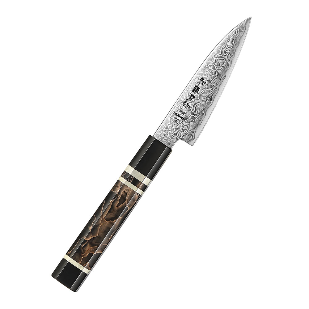 HEZHEN 4.1-Inch Paring Knife – 49-Layer ZDP-189 Damascus Steel, Core Hardness 65-67 HRC, Small Fruit Knife