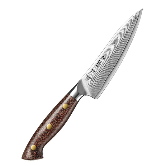 HEZHEN 5.3-Inch Multi-Purpose Utility Knife,67-Layer Damascus Steel Blade,With 10Cr15CoMoV Core,Household Kitchen Knife
