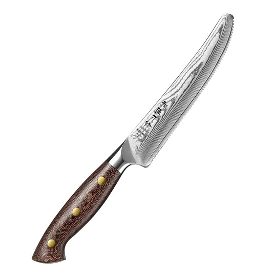 HEZHEN 5.9-Inch High Quality Cheese Knife – 67-Layer Damascus Steel, Perfect for Hard Cheeses, Soft Cheeses, Fruits & Small Vegetables