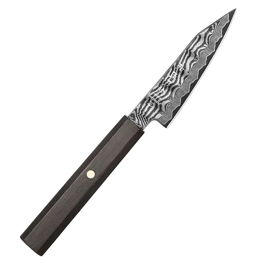 HEZHEN 4.1 Inch Damascus Paring Knife, 67-Layer Damascus Steel, Hand Forged Kitchen Fruit Knife, Ebony Wood Octagonal Ergonomic Handle