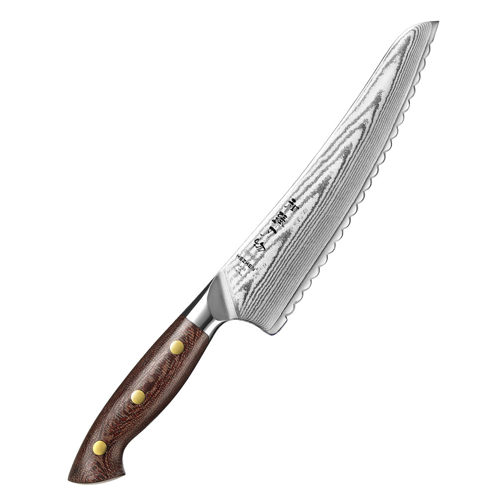 HEZHEN 8 Inches Damascus Frozen Meat Knife, Professional Frozen Meat Cleaver,Micarta Handle