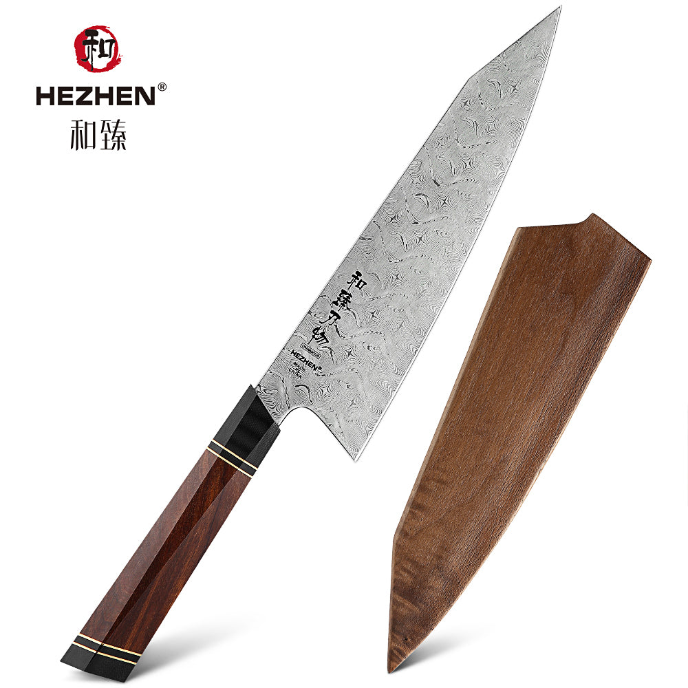 HEZHEN Chef's Knife-Professional-8.3 inch Damascus Steel, Kitchen Knife  VG10 Gyuto Knife-Master Series Chef Cooking Tool at Home,Restaurant-Figured