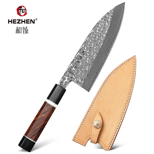 HEZHEN Retro Series 180mm Gyuto Knife Damascus Steel Sashimi Japanese Fish-Fillet Kitchen Tool Sharp Salmon Cook Knives