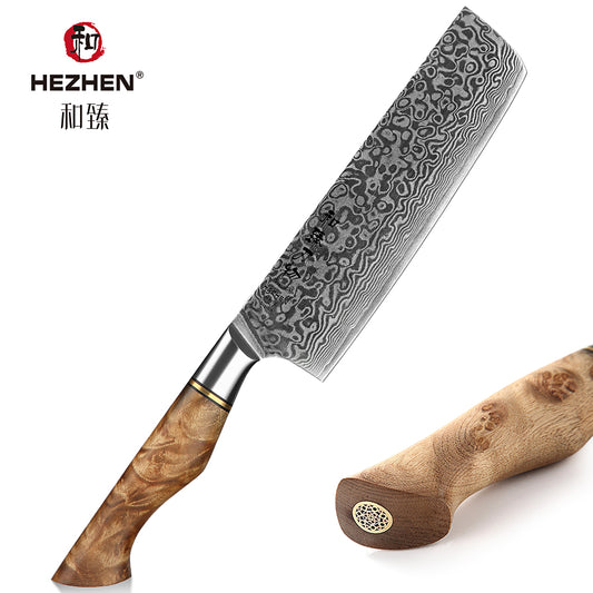 HEZHEN 7 inch Nakiri Knife Real 67 Layer Damascus Super Steel Super Cook Knife Cut Meat Fish vegetable Sharp Blade Kitchen Knife